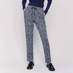 CHARLIE B Jacquard Knit Joggers with drawstring 
Navy Large NWT